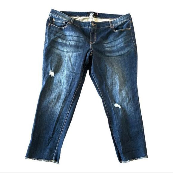 TORRID skinny jeans crop fit Raw hem Size 24 Medium/Dark wash - Picture 4 of 10